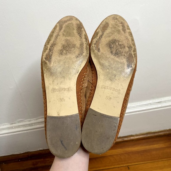 Soludos Tan Venetian Soft Cowhide Suede Slip On Round Toe Loafers - Picture 9 of 10